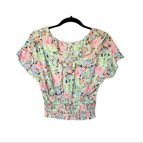 Zara NWOT Floral Cottagecore Smocked Top - Picture 2 of 4